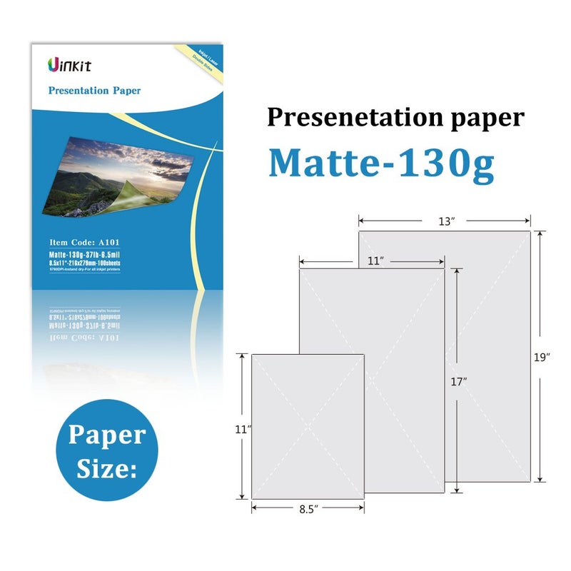 Uinkit 100 Sheets Matte Presentation tabloid paper 11x17 matte Double Sided 37lb Brochure Photo Paper 6.5Mil for laser and Inkjet Printers - Image 2